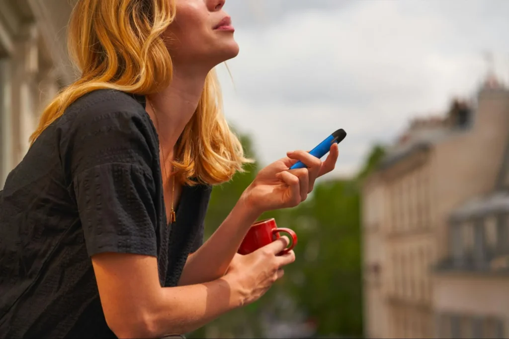 A woman using vape products purchased online.