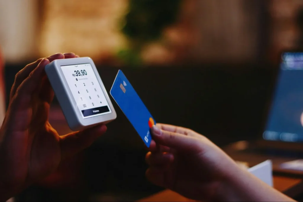 A customer making a card payment that will be processed by a PayFac.