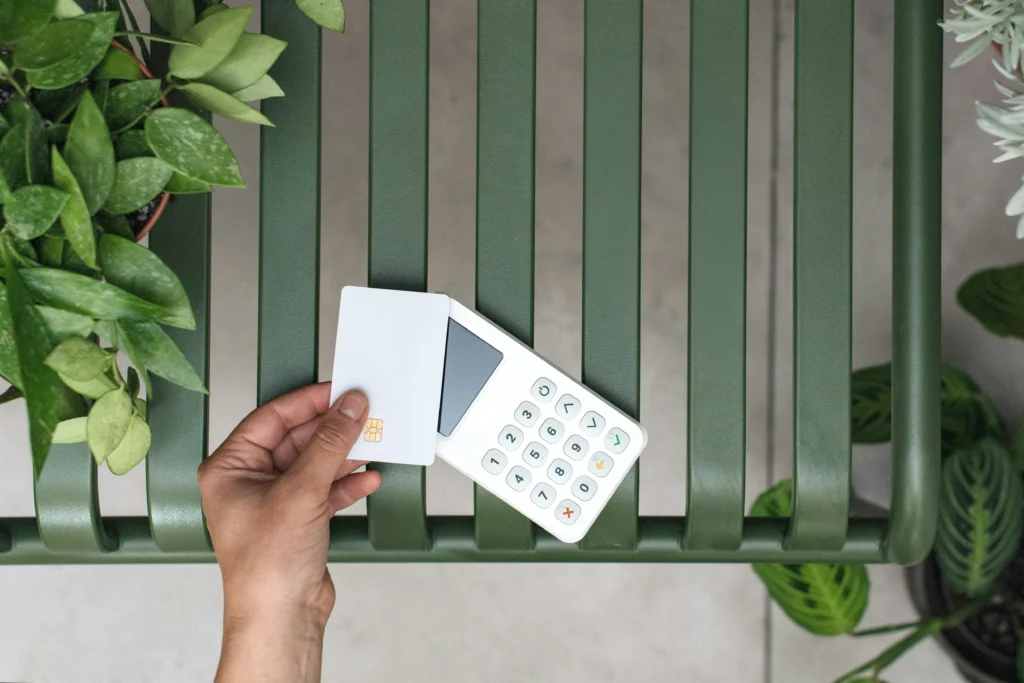 A customer making a digital payment, with many innovations occurring behind the scenes.